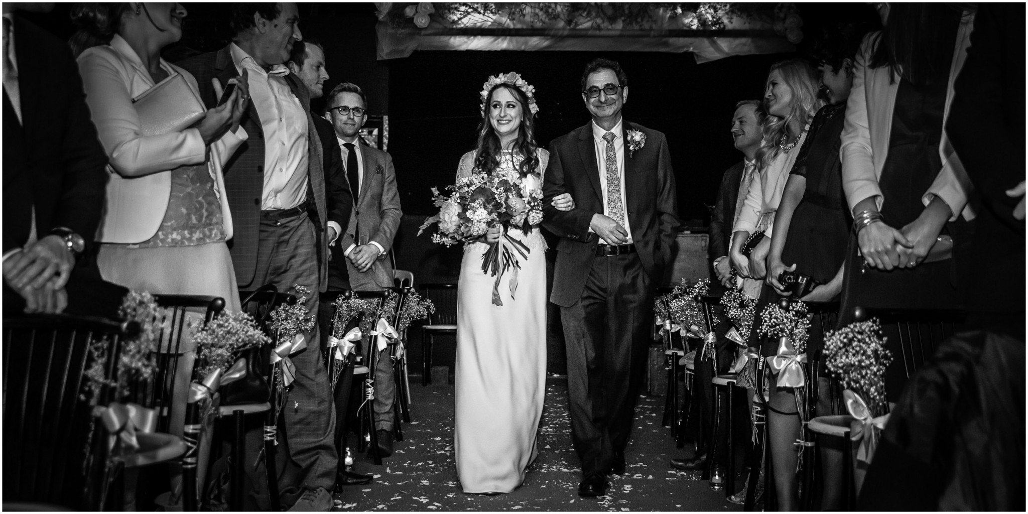 Islington Metal Works Wedding - Bride walking down the aisle