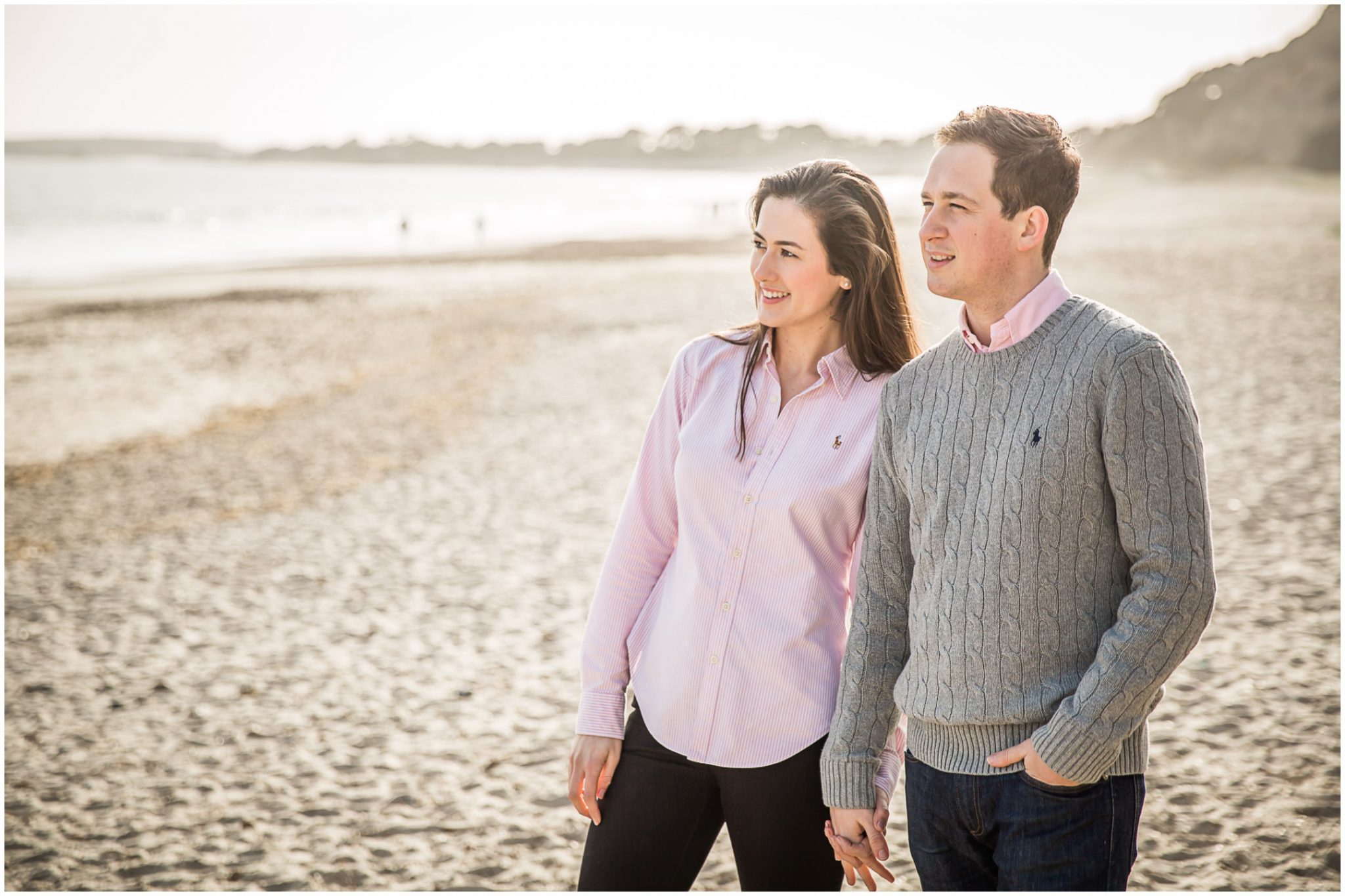 Couple photographed using natural light on Highcliffe beach in Hampshire