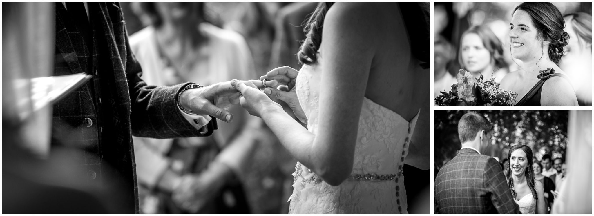 Timsbury Manor Festival Wedding exchange of rings between bride and groom