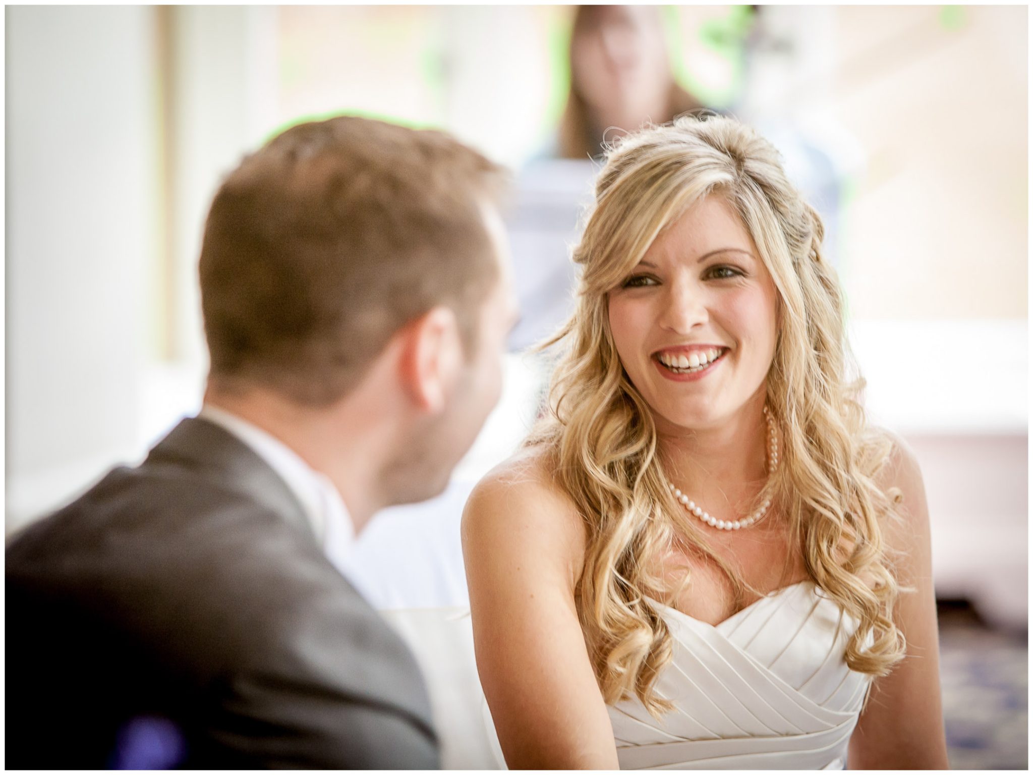 Audleys Wood wedding photography bride smiles at groom