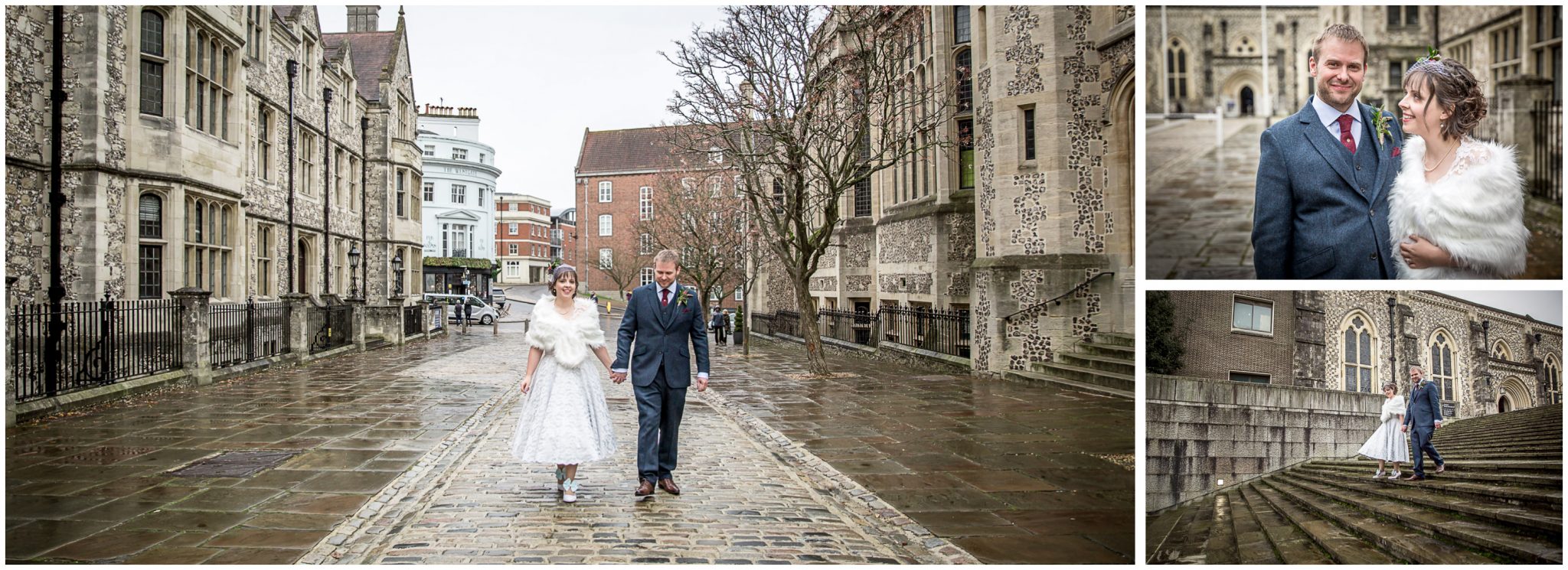 Castle Room Winchester wedding photography bride and groom on castle avenue