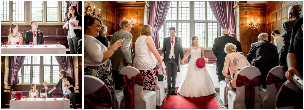 Couple receive certificate and walk down aisle