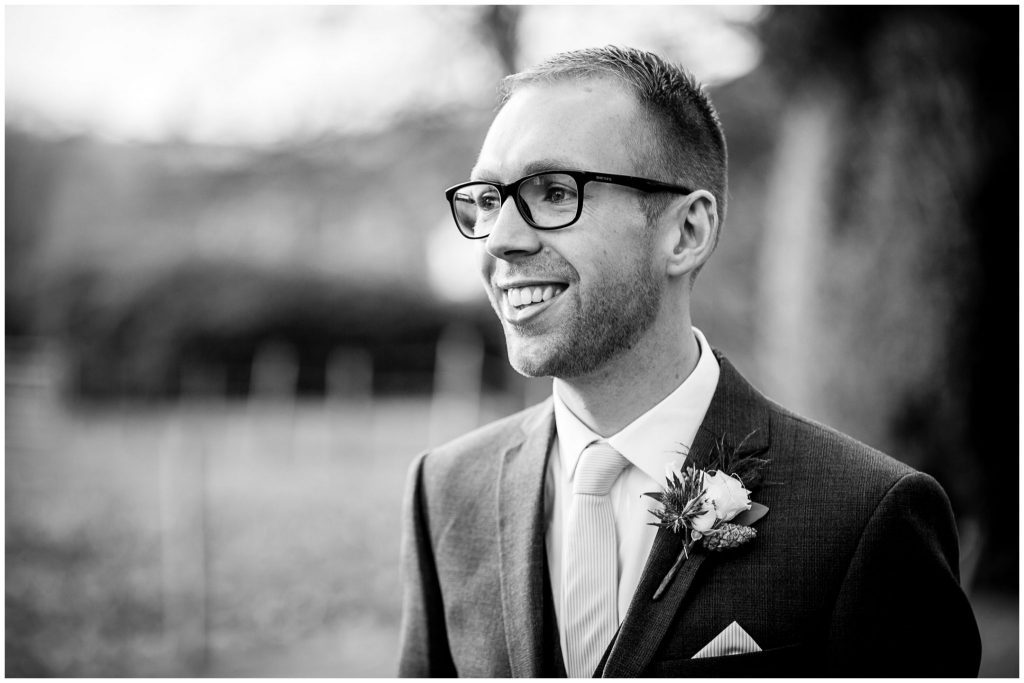 Groom portrait in black and white