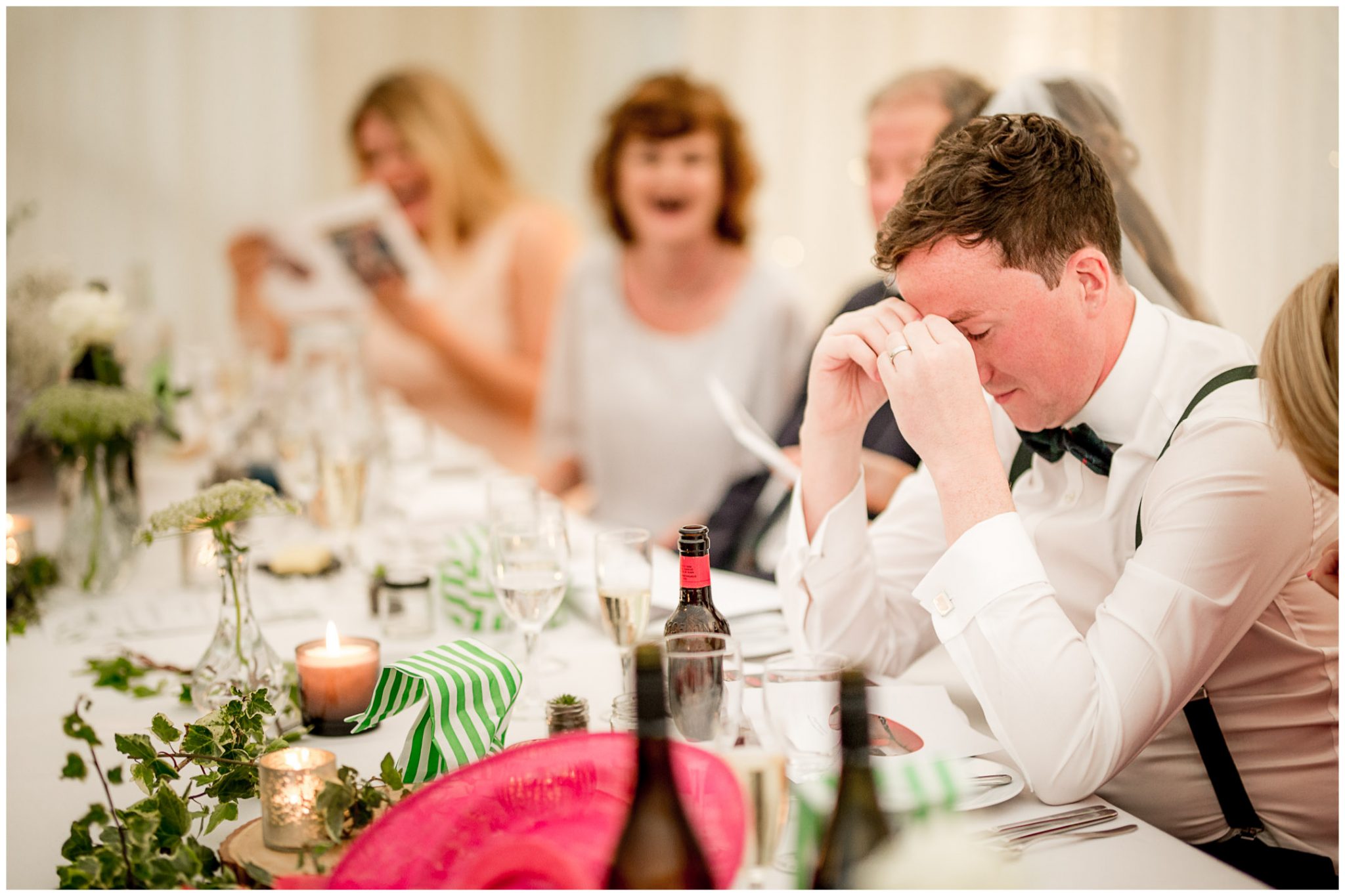 Reality kicks in for the groom as his best men begin their speech