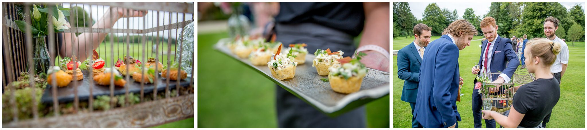 Canapes at ewdding reception prepared and served by Kalm Kitchen in Hampshire