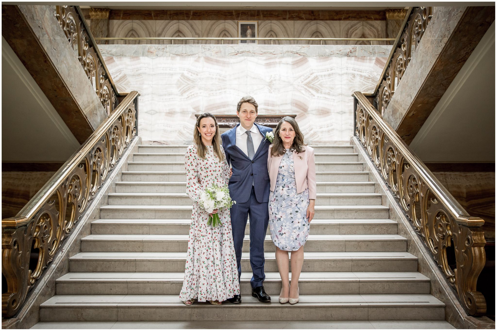 Formal photos on the staircase of the town hall in London