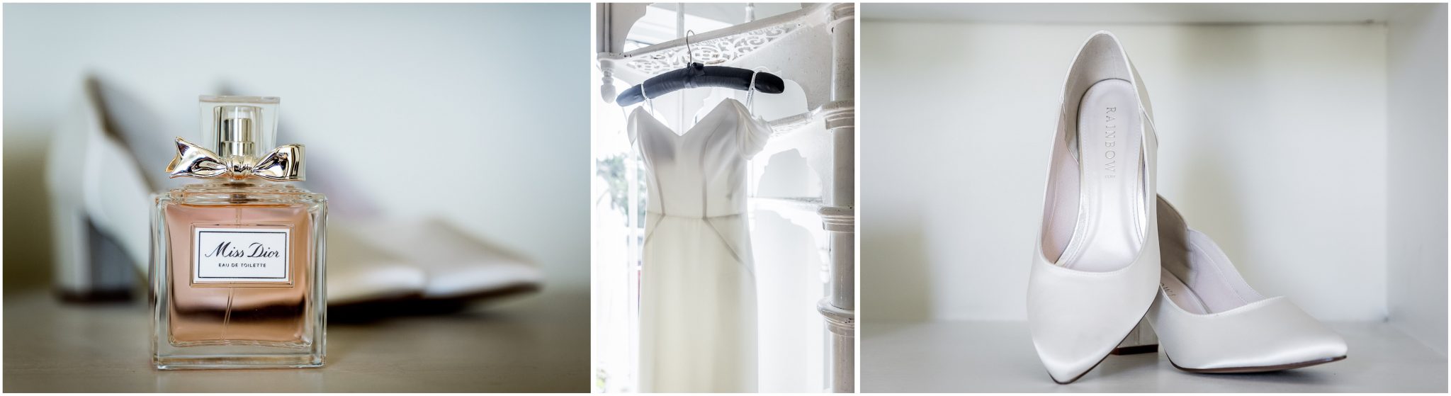 Perfume, wedding dress and shoe detail photographs