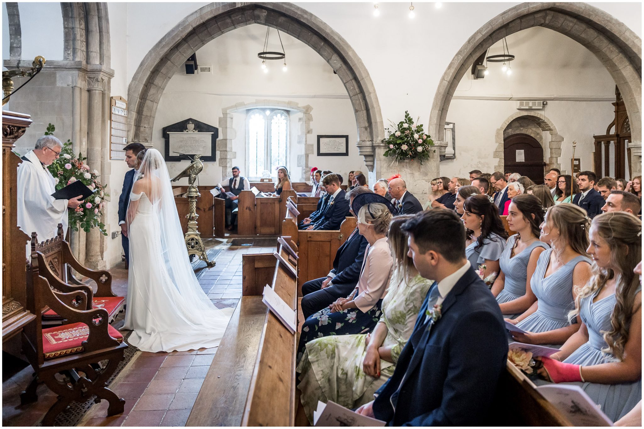 Wedding ceremony in Droxford church in Hampshire