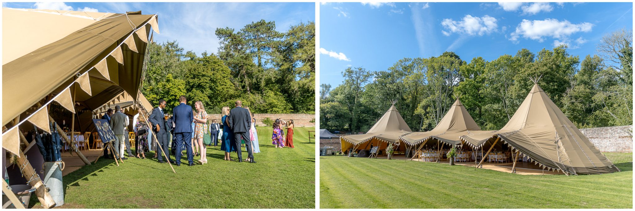 The marquee tent set up in the walled garden of the Holywell Estate