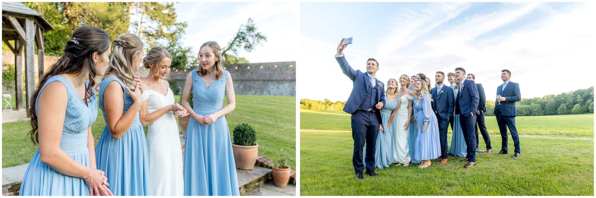 Groom takes a selfie with the wedding party