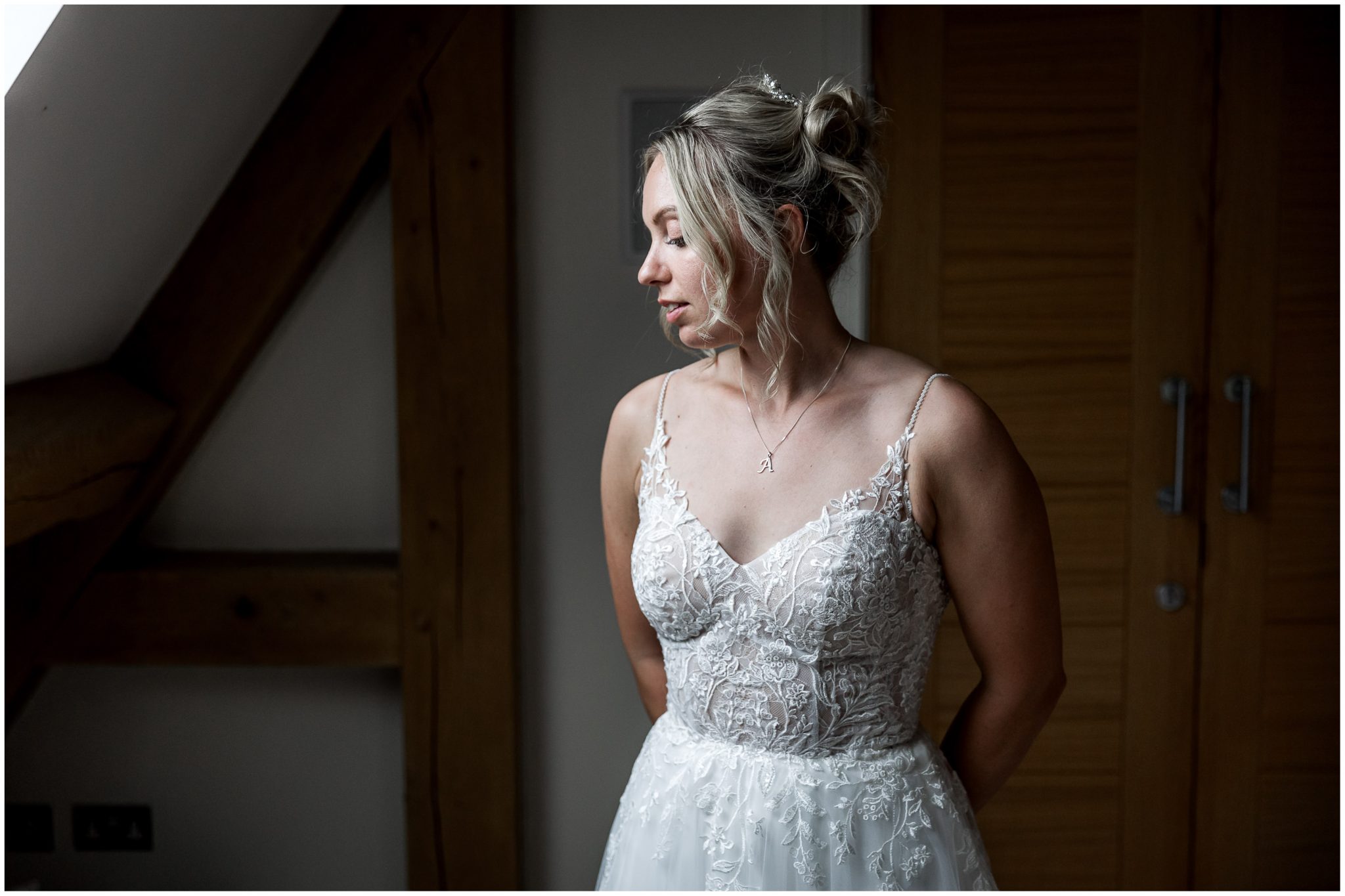 Portrait of bride in her wedding dress