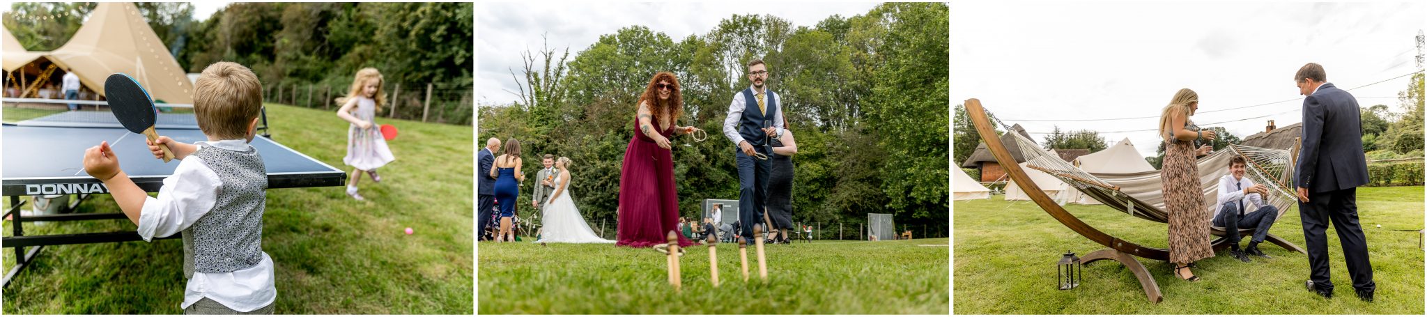 Garden games and a hammock for the wedding guests