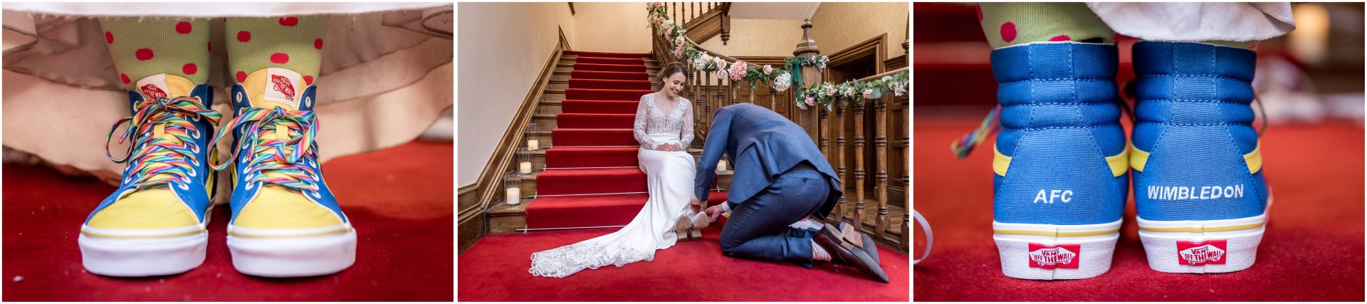 The bride puts trainers on for the evening party